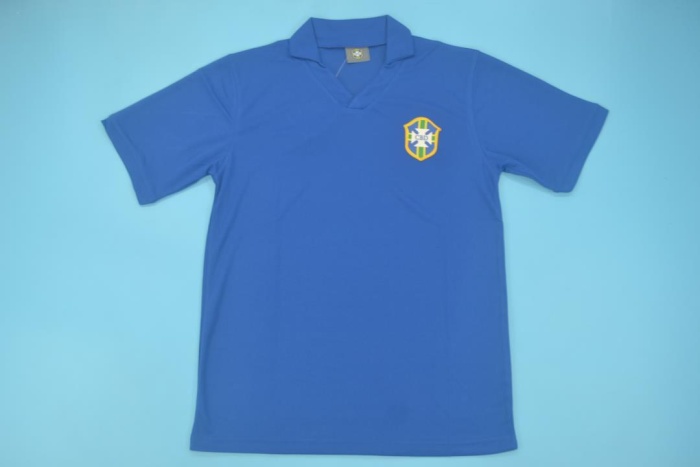 1957 Brazil Blue Soccer Jersey