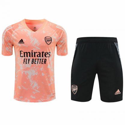 2021 Arsenal pink short sleeve training suit(Shirt + Pant)