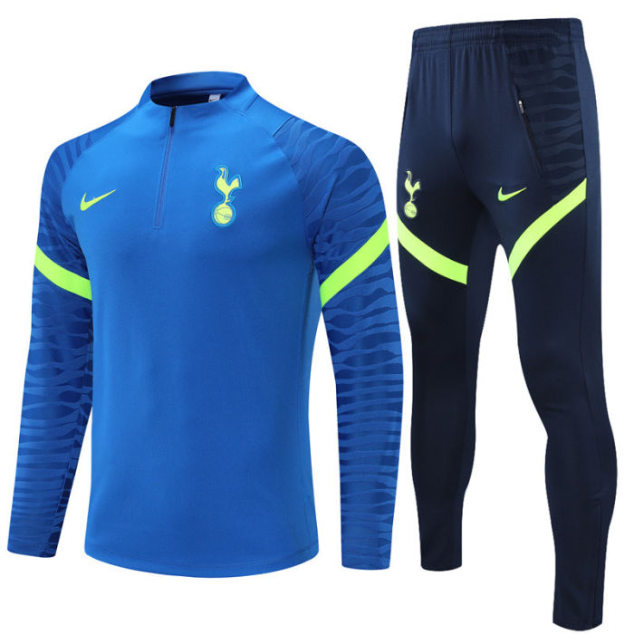 2021-2022 Tottenham Hotspur KIDS blue half pull training suit plus pants