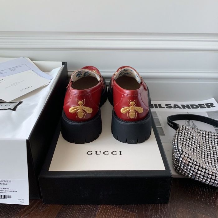 Gucci embroidered bee shoes