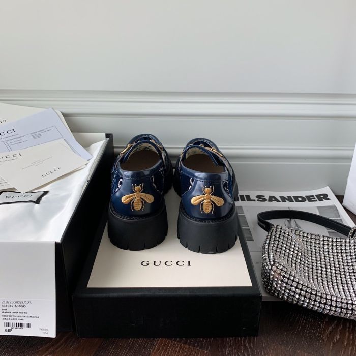 Gucci embroidered bee shoes