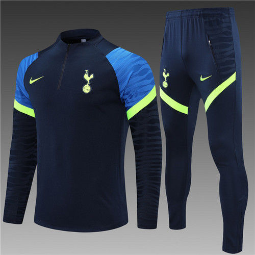 2021-2022 Tottenham Hotspur dark blue half pull training suit plus pants
