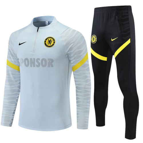 2021-2022 Chelsea light gray half pull training suit plus pants