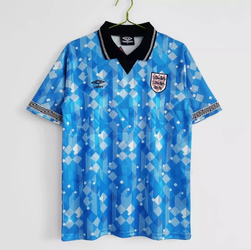 1990 England Blue Soccer Jersey