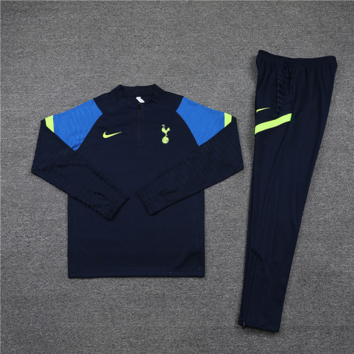 2021-2022 Tottenham Hotspur dark blue half pull training suit plus pants