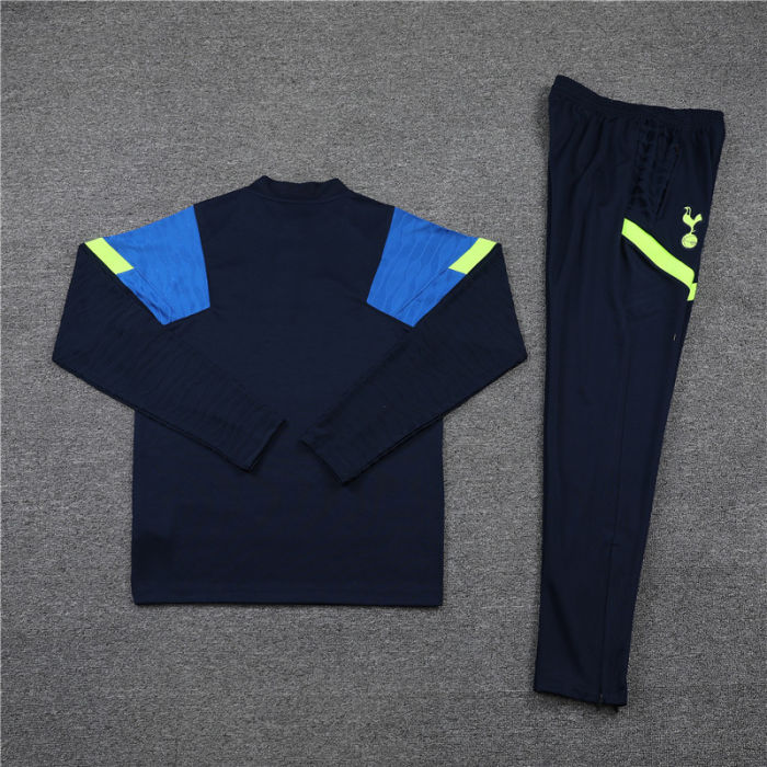 2021-2022 Tottenham Hotspur dark blue half pull training suit plus pants