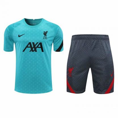 2021 Liverpool Blue short sleeve training suit(Shirt + Pant)