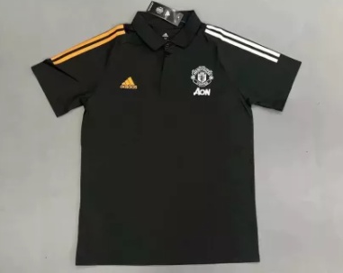 20/21 New Adult Thai Quality MUN Manchester united black polo football shirt soccer jersey