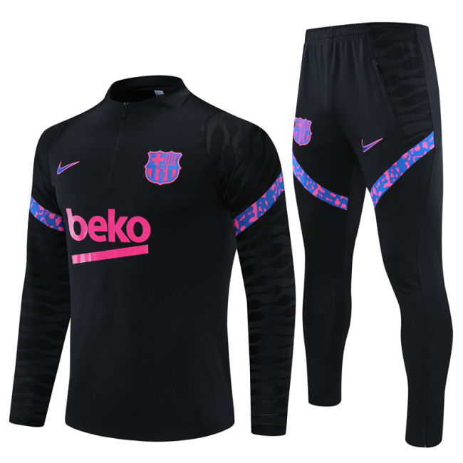 2021-2022 Barcelona black half pull training suit and pants
