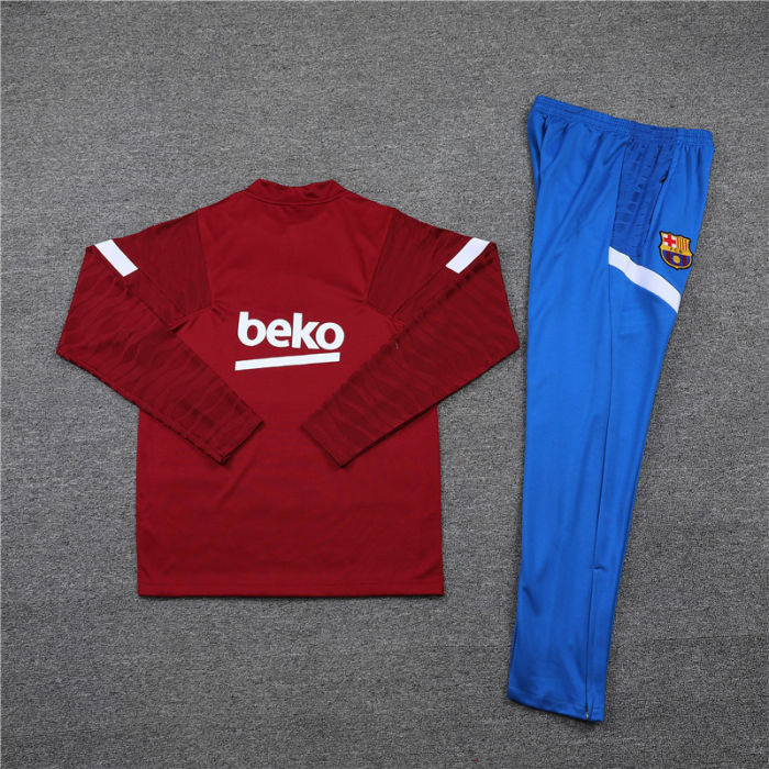 2021-2022 Barcelona Kids burgundy half pull training suit and pants
