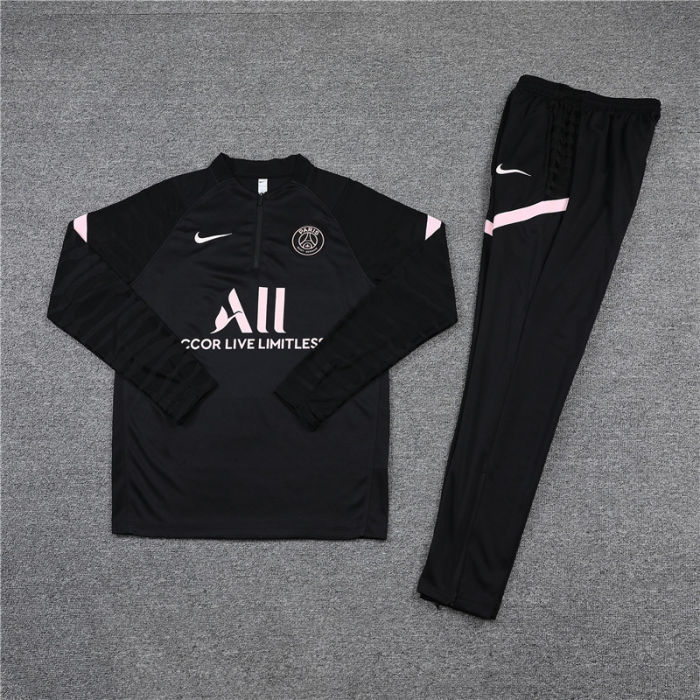 2021-2022 Paris Saint-Germain Black Powder Half Pull Training Suit and Pants