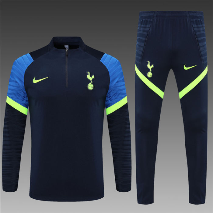 2021-2022 Tottenham Hotspur dark blue half pull training suit plus pants