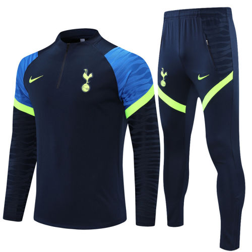 2021-2022 Tottenham Hotspur Kids dark blue half pull training suit plus pants