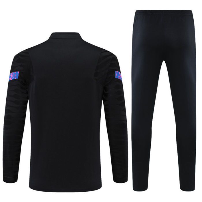 2021-2022 Barcelona black half pull training suit and pants