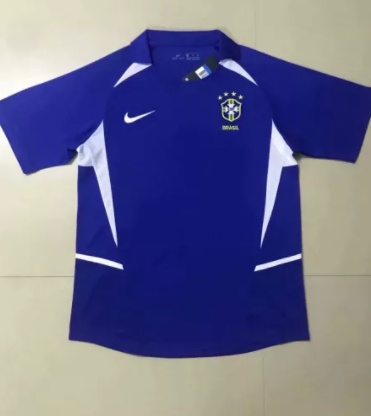 02 Adult Brazil away blue retro soccer jersey football shirt