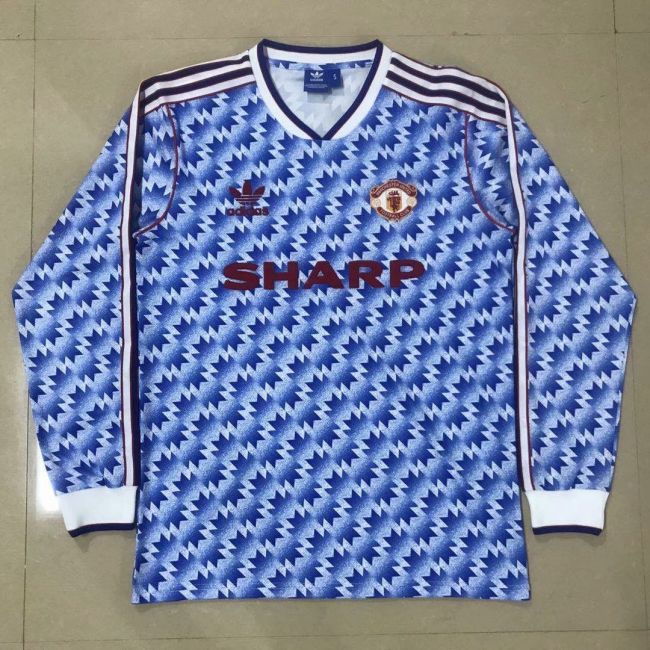 90 / 92 Manchester United blue long sleeve football shirt