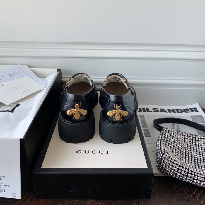 Gucci embroidered bee shoes