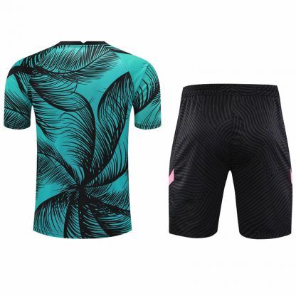 2021 Barcelona Blue short sleeve training suit(Shirt + Pant)