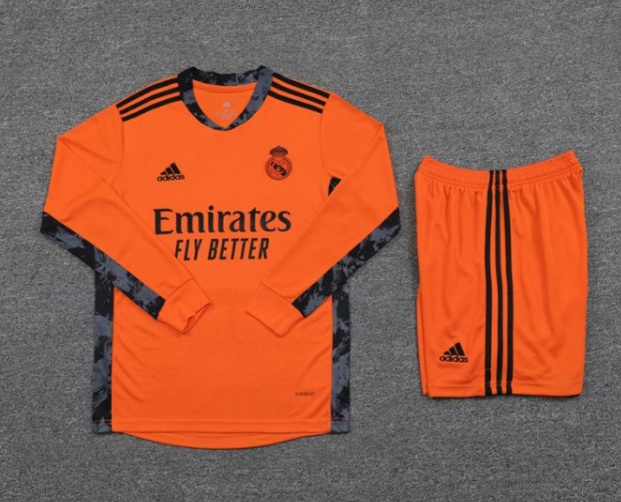 20/21 Real Madrid Orange Long Sleeve Goalkeeper Training Suit (Shirt + Pant)