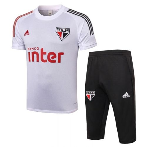 Sao paulo white short sleeve training suit(Shirt + Pant)