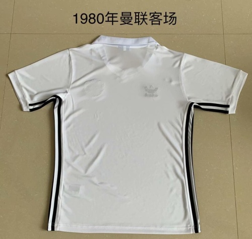 1980 Manchester United white soccer jersey