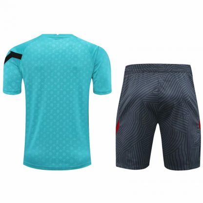 2021 Liverpool Blue short sleeve training suit(Shirt + Pant)