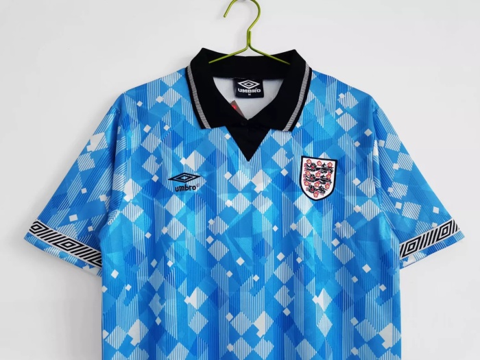 1990 England Blue Soccer Jersey