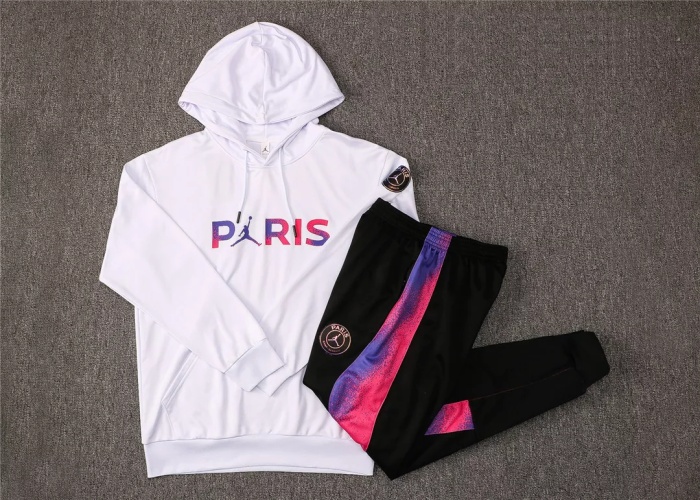 Kids PSG x JORDAN Hoodie Sweatshirt + Pants Suit White 2021/22