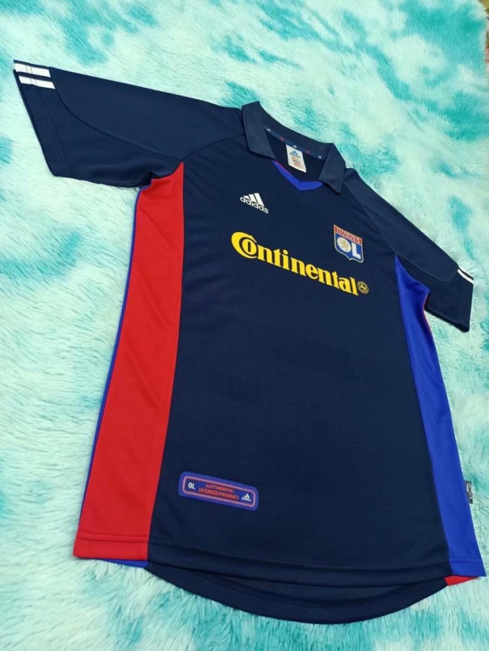 Lyon 01/02 Away Dark Blue Soccer Jersey