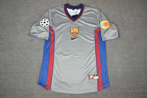 Barcelona 99/00 Away Grey Soccer Jersey