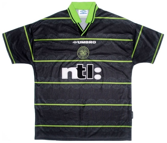 Celtic 99/00 Away Black/Green Soccer Jersey