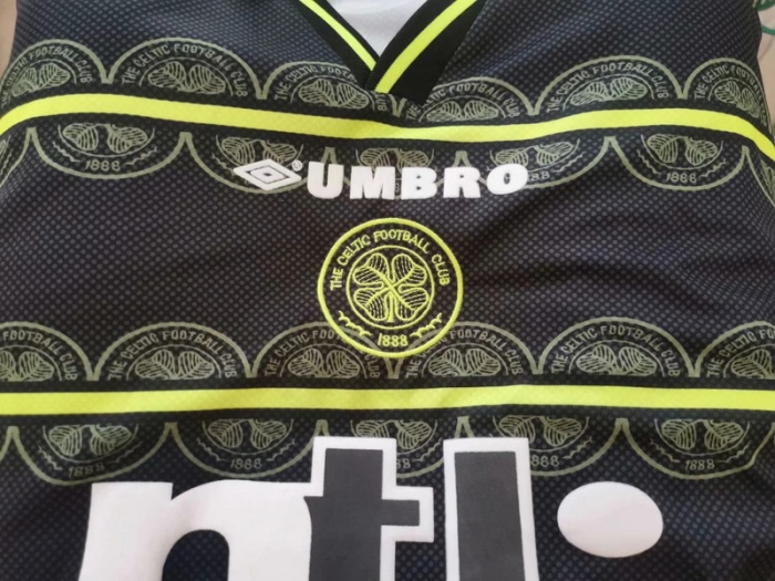 Celtic 99/00 Away Black/Green Soccer Jersey