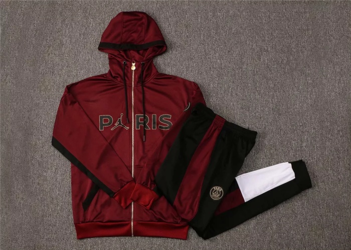 Kids PSG x Jordan Hoodie Jacket + Pants Training Suit Maroon 2021/22