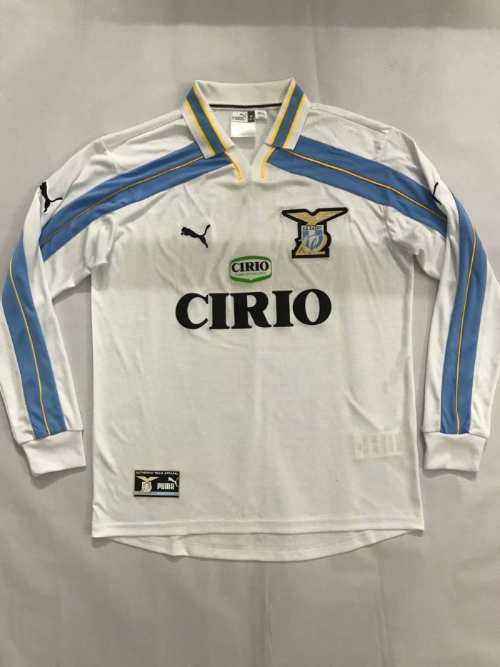 Lazio 99/00 Away White Long Soccer Jersey
