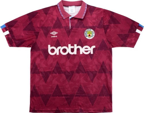 Manchester City 1991 Away Red Soccer Jersey