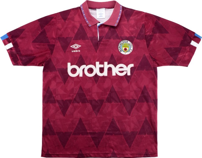 Manchester City 1991 Away Red Soccer Jersey