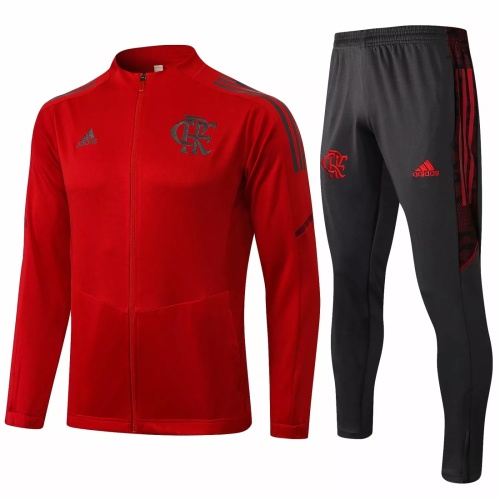 Mens Flamengo Jacket + Pants Training Suit Red 2021/22