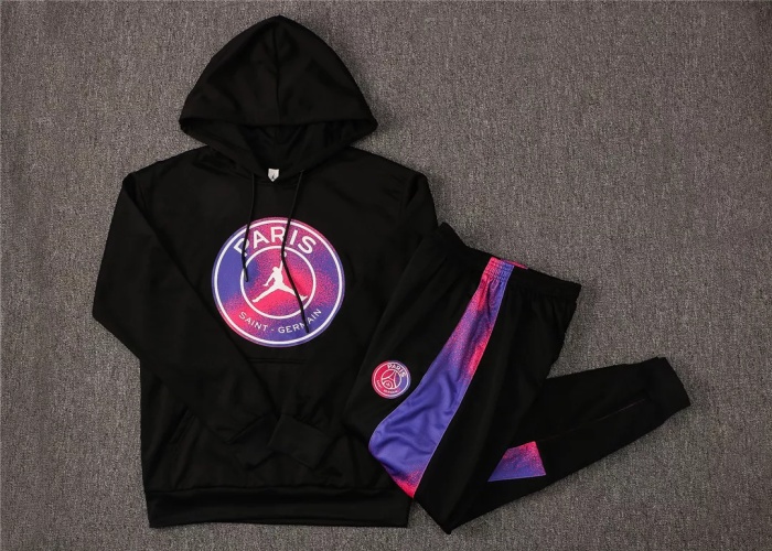 Kids PSG x JORDAN Hoodie Sweatshirt + Pants Suit Big Logo Black 2021/22