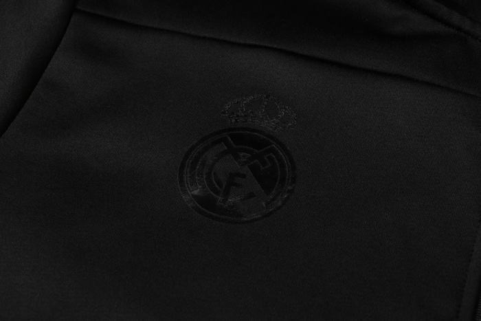 Mens Real Madrid Hoodie Jacket + Pants Training Suit Black 2021/22