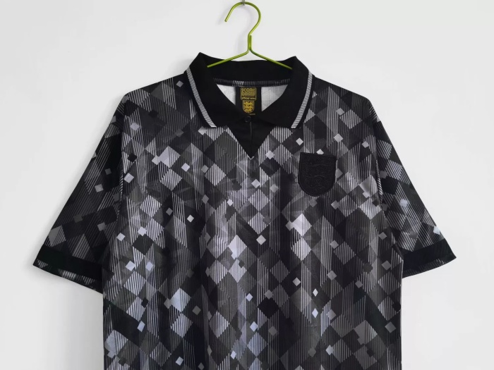 1990 England Black Retro Jersey Without UMBRO Brand