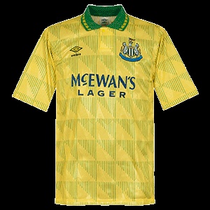 Newcastle 1991 Away Yellow Soccer Jersey