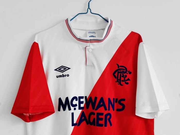 Rangers 87/88 Away White/Red Soccer Jersey