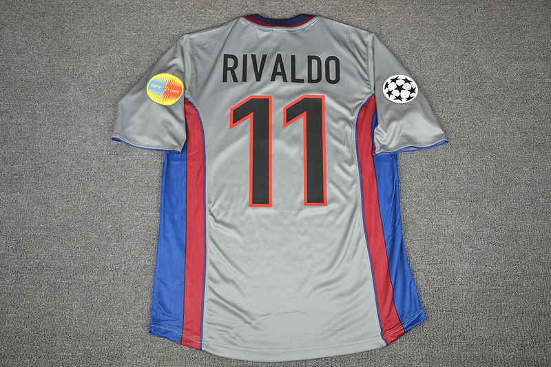 Barcelona 99/00 Away Grey Soccer Jersey www.aclotzone.co