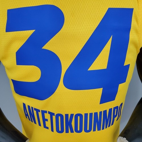 2021 ANTETOKOUNMPO#34 All-Star Yellow NBA Jersey