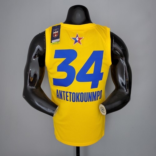 2021 ANTETOKOUNMPO#34 All-Star Yellow NBA Jersey