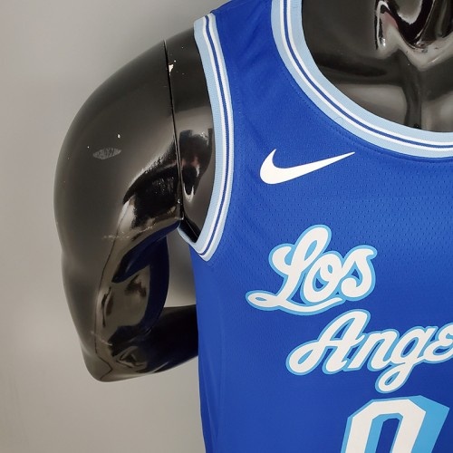 2021 KUZMA #0 Lakers Retro Blue NBA Jersey