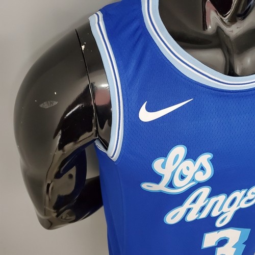 2021 DAVIS#3 Lakers Retro Blue NBA Jersey