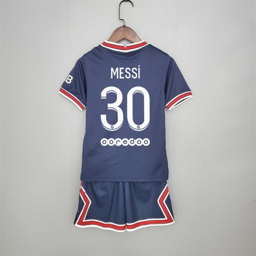 Kids-Paris St Germain 21/22 Home Messi #30 Soccer Jersey