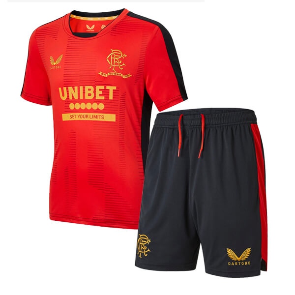 RANGERS PRE MATCH TRAINING KIDS FOOTBALL KIT – RED