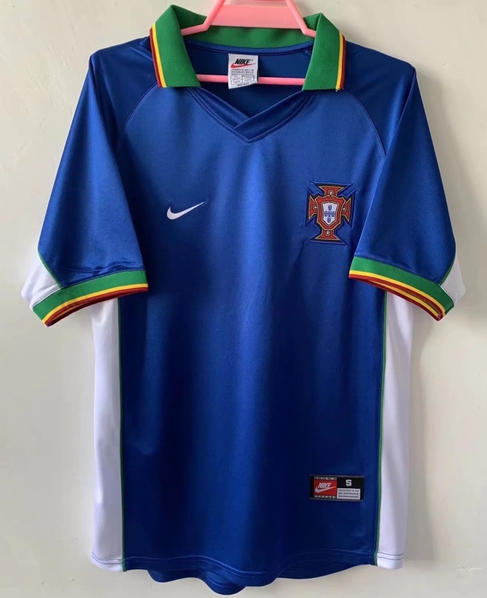 Portugal 1998 Away Blue Soccer Jersey
